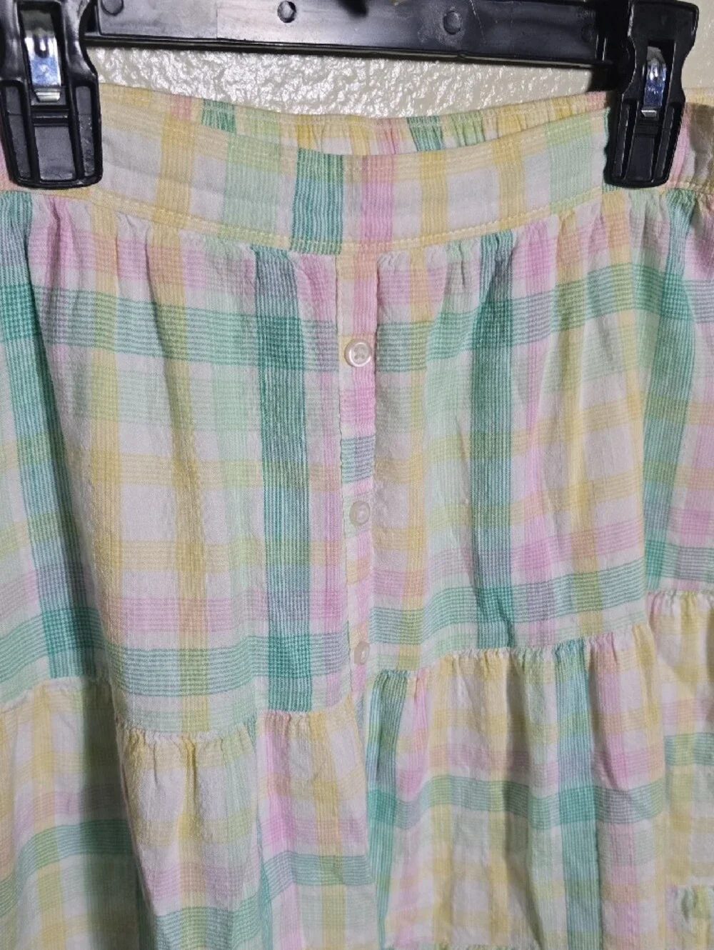 Old Navy Pastel Plaid Crop Top and Tiered Skirt Set - Mint, Yellow, Pink